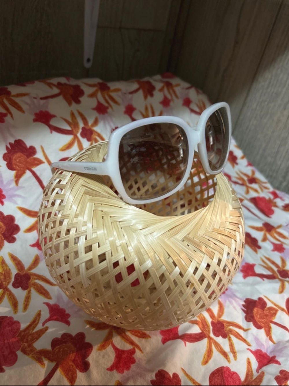 Coach White Frame Sunglasses with Brown Gradient Lenses